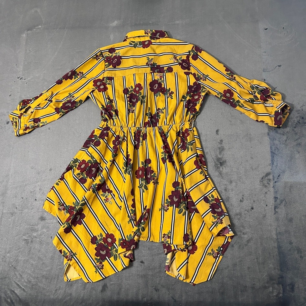 Live 4 Truth Floral Dress Womens L Yellow Button Front Handkerchief Hem Boho - Picture 4 of 11